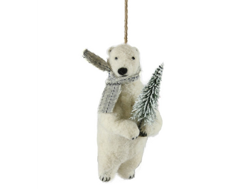 Polar Bear Holding Tree Ornament