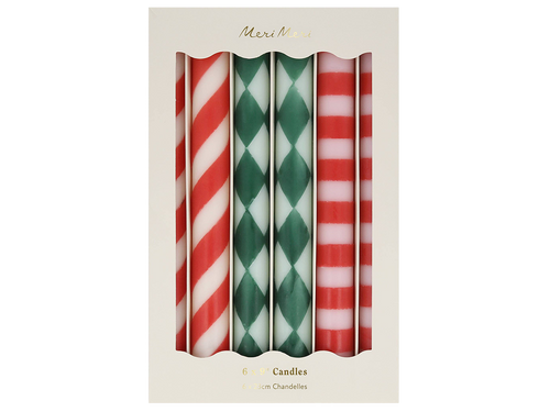 Festive Stripe Table Candles
