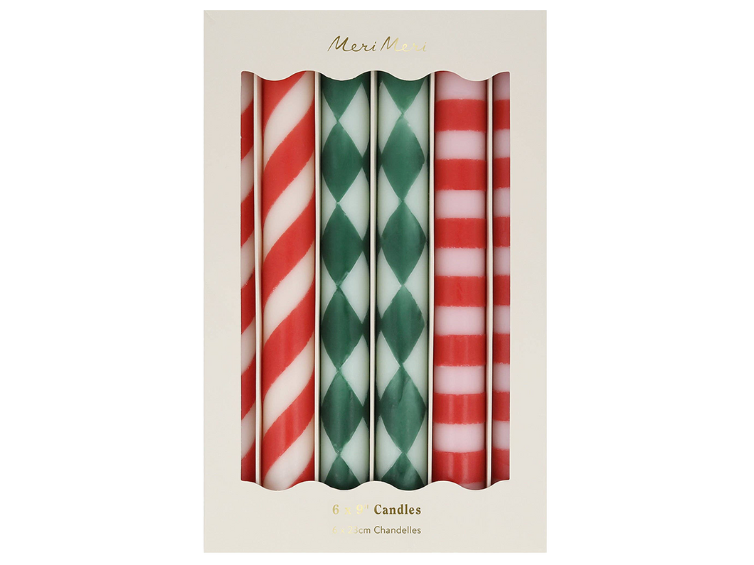 Festive Stripe Table Candles