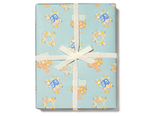 Floral Menorah Hanukkah Wrapping Paper, Set of 3 Sheets