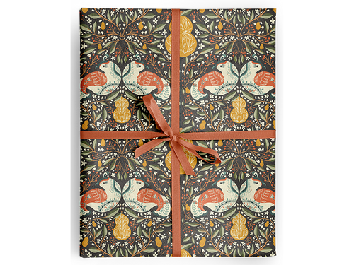 Folk Partridge & Pear Wrap, Set of 3 Sheets
