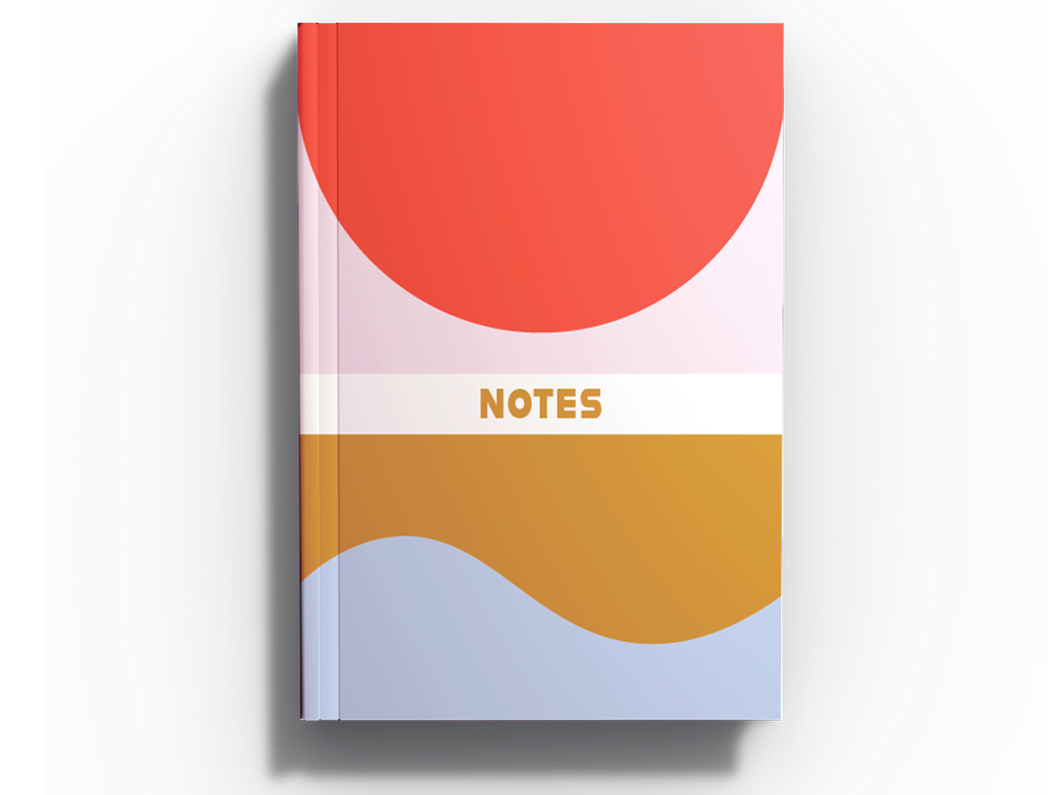 Flat Lay Lined Notebook, Geometric Wave