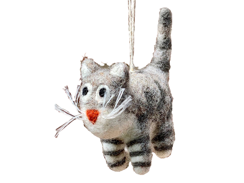 Gray Stripe Cat Ornament