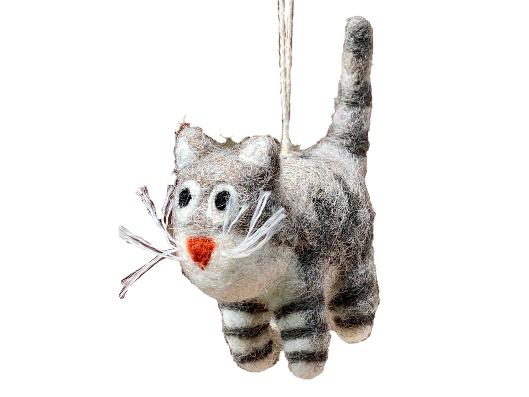 Gray Stripe Cat Ornament