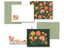 Green Botanical Flat Notes, Boxed Set of 8