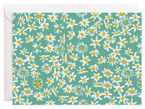 Green Daisy Fields Notecards, Set of 6