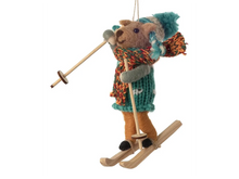 Mouse on Skies, Felt Ornament