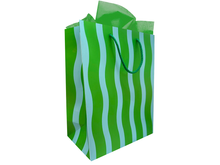 Green and Aqua Fussy Stripe Gift Bag