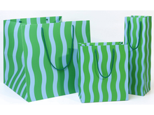 Green and Aqua Fussy Stripe Gift Bag
