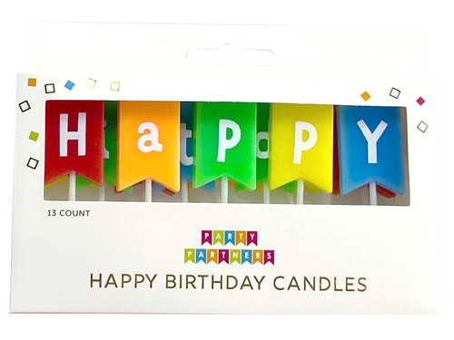 Happy Birthday Rainbow Banner Candle Set