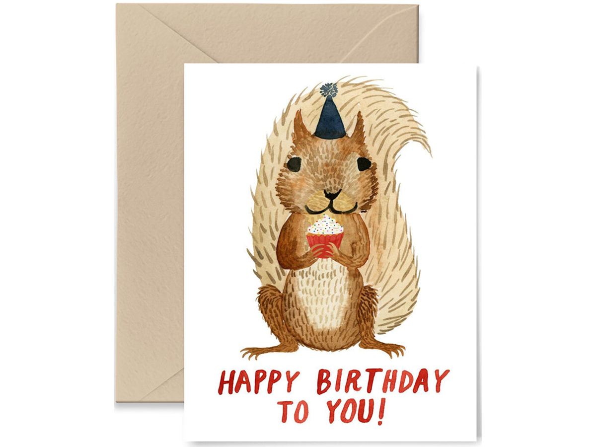 Happy Birthday Squirrel, Single Card – Noteworthy Paper & Press