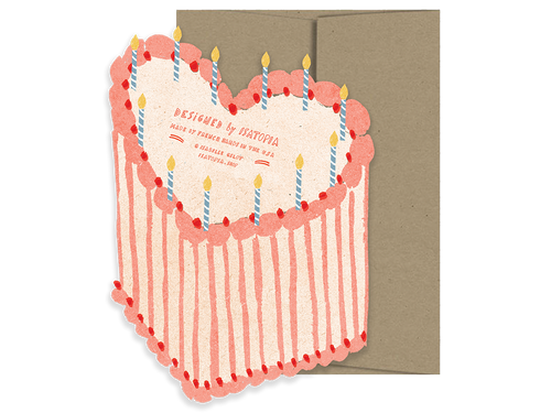 Heart Cake Birthday, Single Card