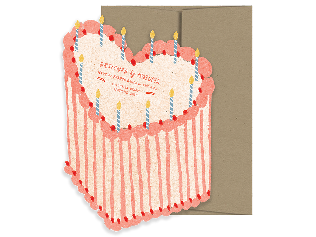 Heart Cake Birthday, Single Card