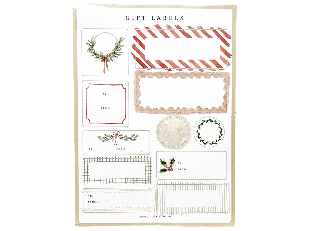 Holiday Gift Label Sticker Sheets