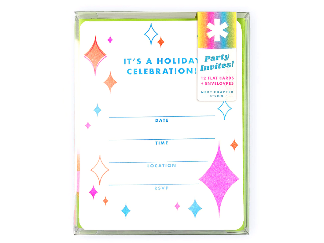 Fill-in-the-Blank Riso Invites, Holiday Party