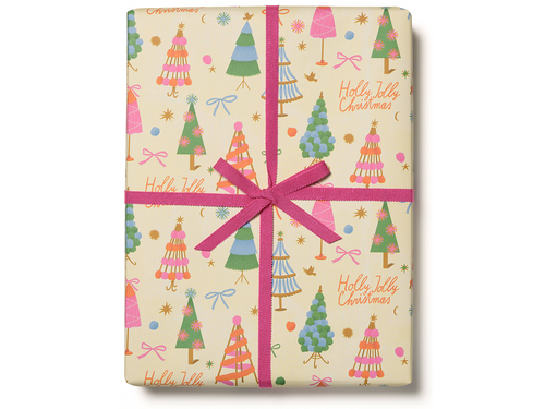 Holly Jolly Trees Wrapping Paper, Set of 3 Sheets