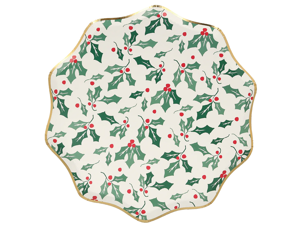 Holly Pattern Side Plates, Set of 8