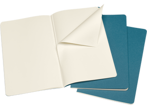 Set of 3 Large Cahier Plain Journals, Brisk Blue