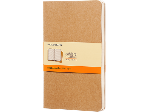 Set of 3 Large Cahier Ruled Journals, Kraft