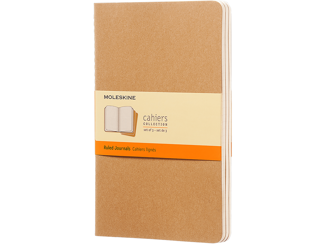 Set of 3 Large Cahier Ruled Journals, Kraft