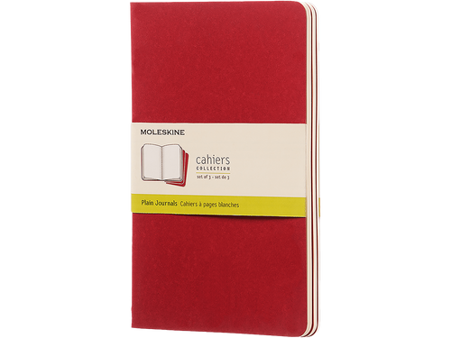 Set of 3 Large Cahier Plain Journals, Cranberry