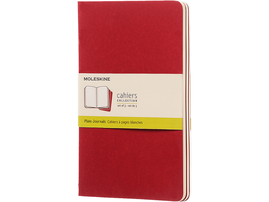Set of 3 Large Cahier Plain Journals, Cranberry