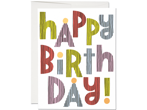 Lined Typography Birthday, Single Card