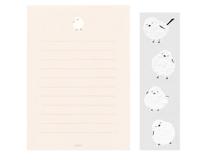 Midori Long-Tailed Tit Bird Letter Set with Stickers
