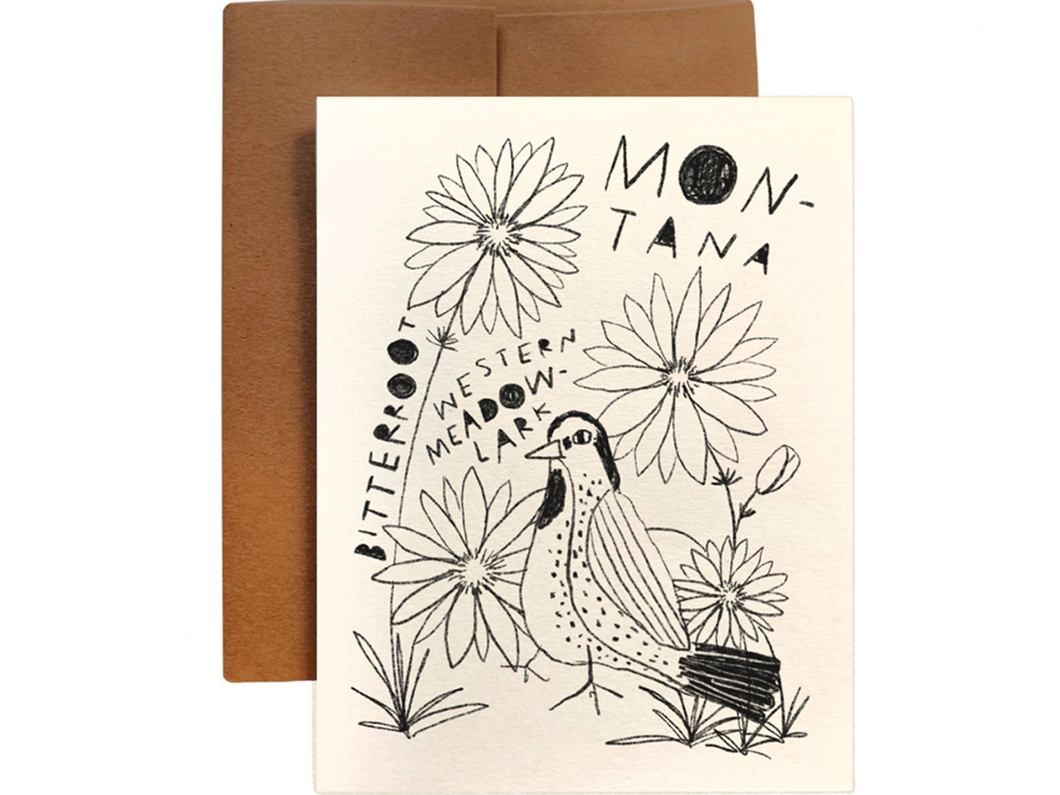 Montana State Flower & Bird, Single Card