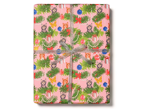 Meowy Christmas Holiday Wrapping Paper, Set of 3 Sheets