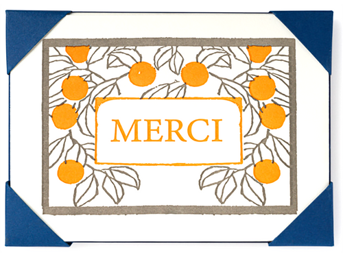 Merci Oranges Card, Set of 5
