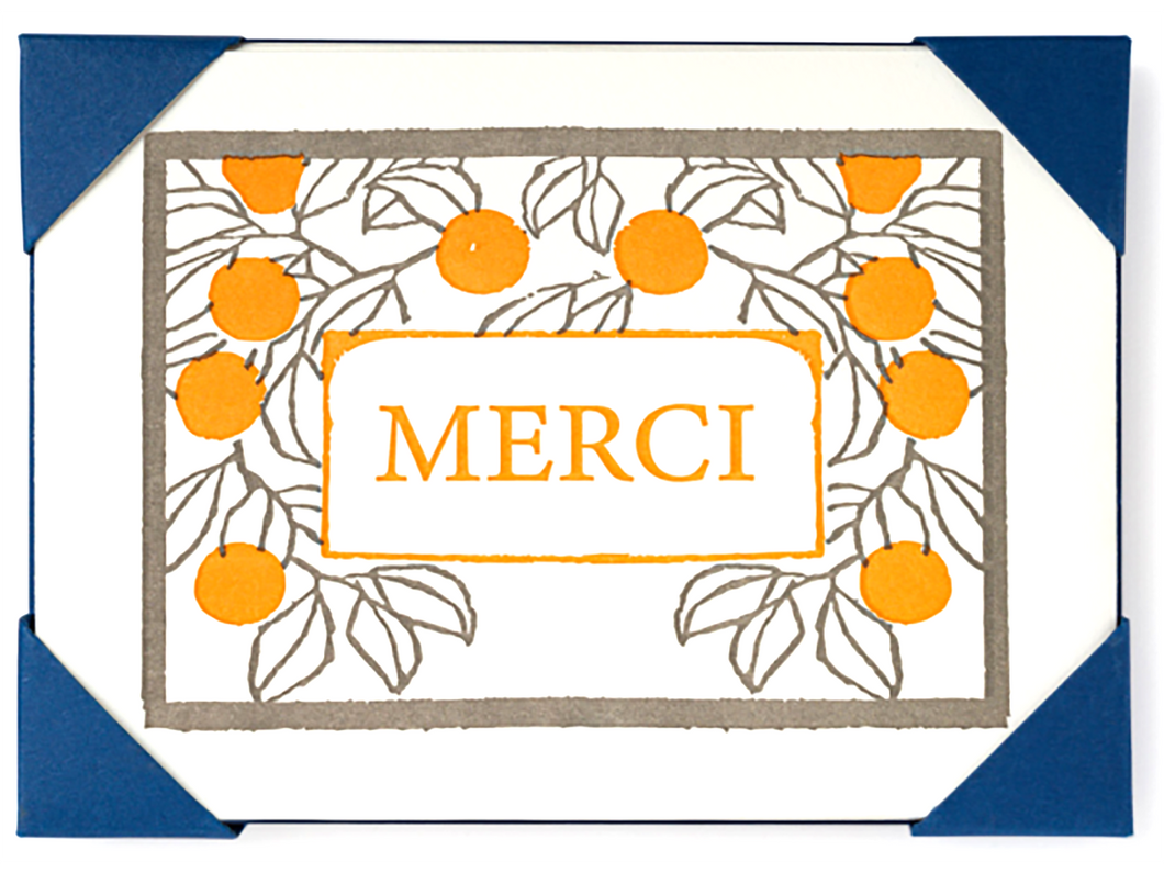 Merci Oranges Card, Set of 5