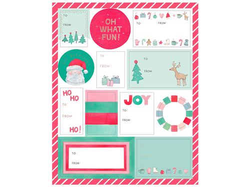 Merry Motif Label Sticker Sheets, Set of 3