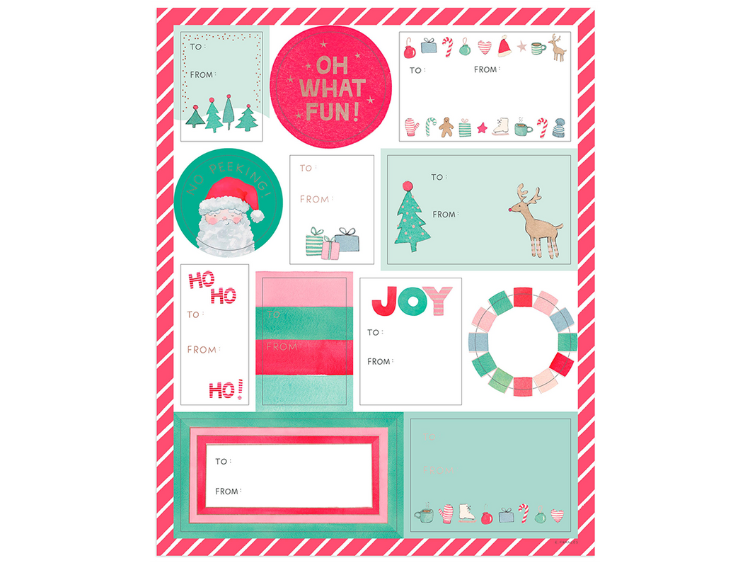 Merry Motif Label Sticker Sheets, Set of 3