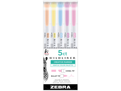 Mildliner Double Sided Highlighter, 5 Color Set,  Gentle Colors