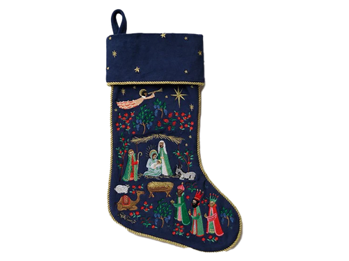 Nativity Embroidered Stocking