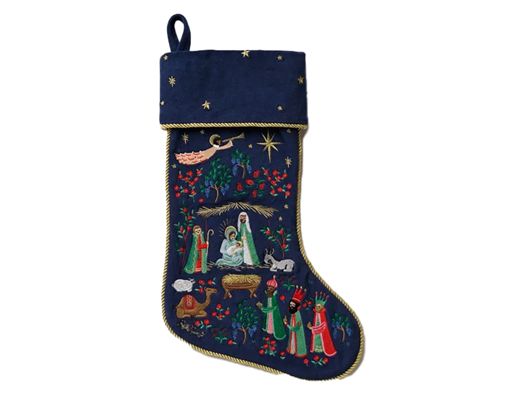 Nativity Embroidered Stocking