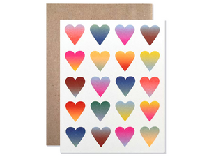 Neon Gradient Hearts, Single Card