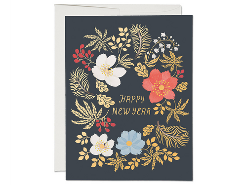 New Year's Wreath Greeting Card, Boxed Set of 8