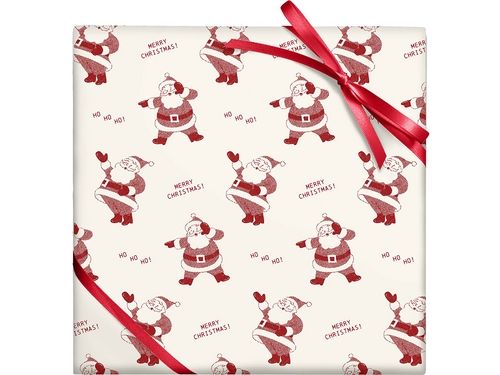 Newsprint Santas Wrapping Paper