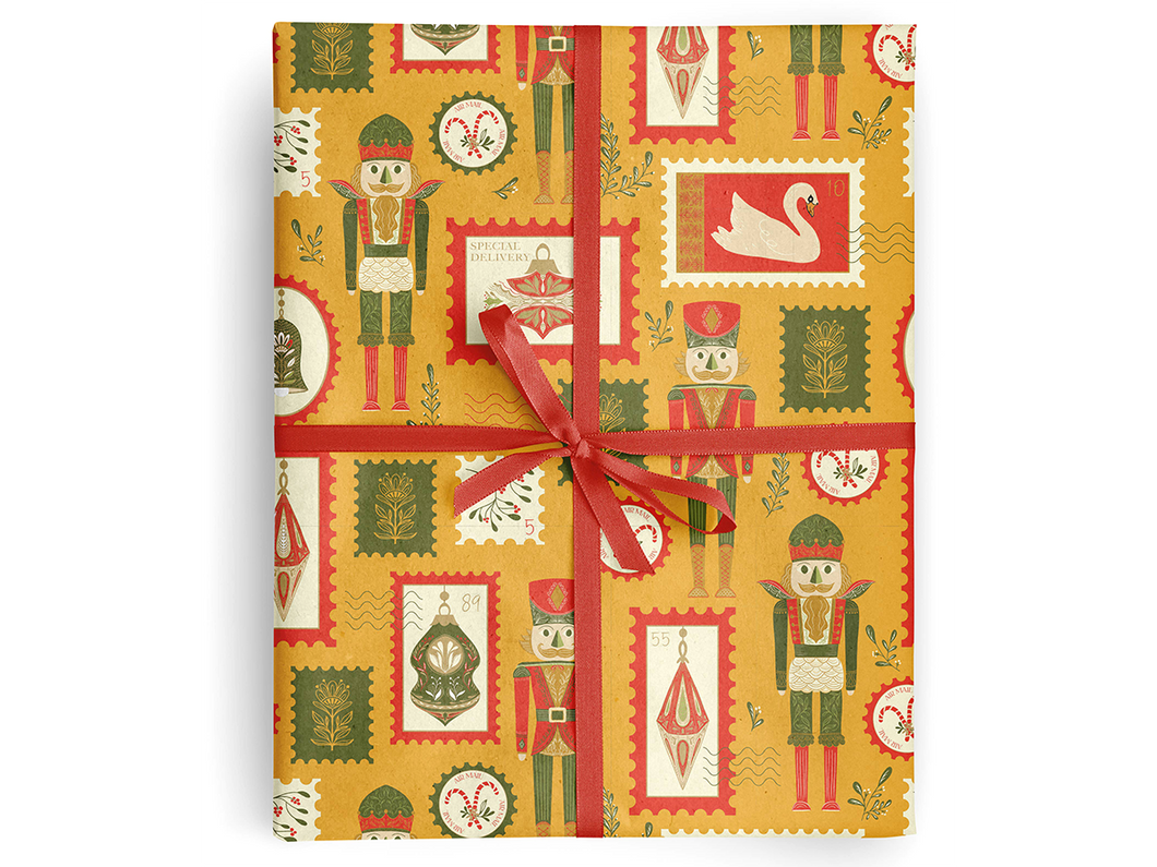 Nutcracker Postage Wrap, Set of 3 Sheets