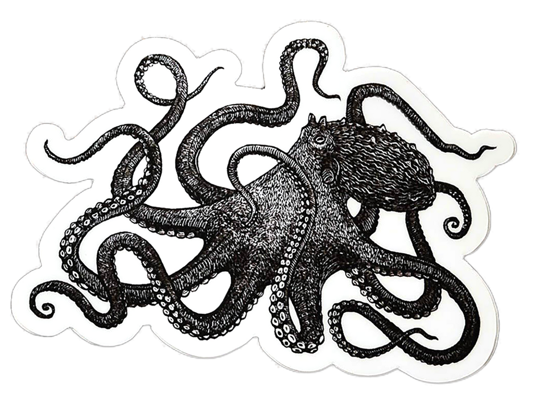 Giant Pacific Octopus, Linocut Sticker