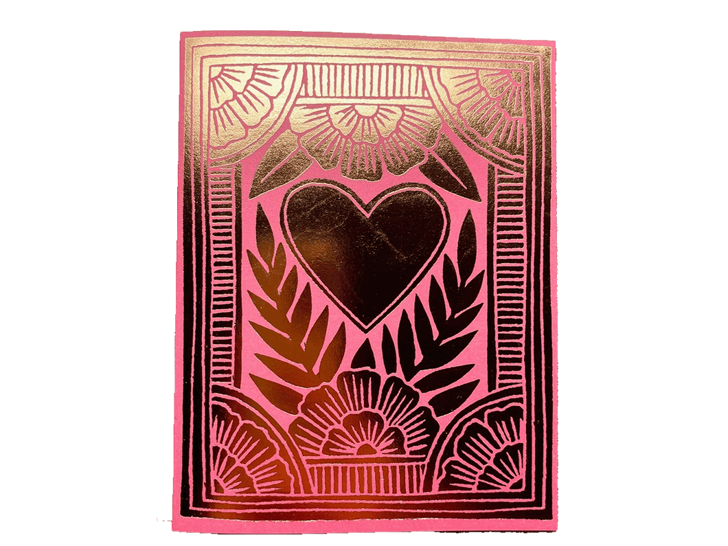 Pink Foil Heart, Single Card