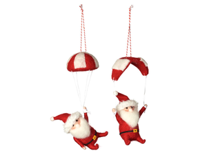 Parachuting Santa Wool Ornament
