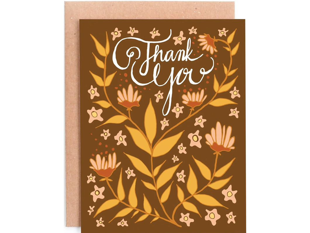 Thank You Twirling Folk Floral, Single Card