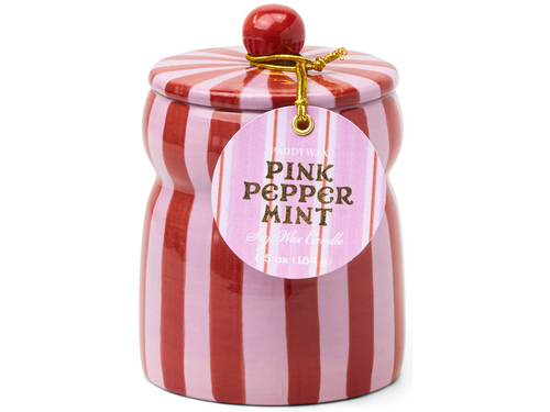 Pink Peppermint, Red and Pink Striped Candle