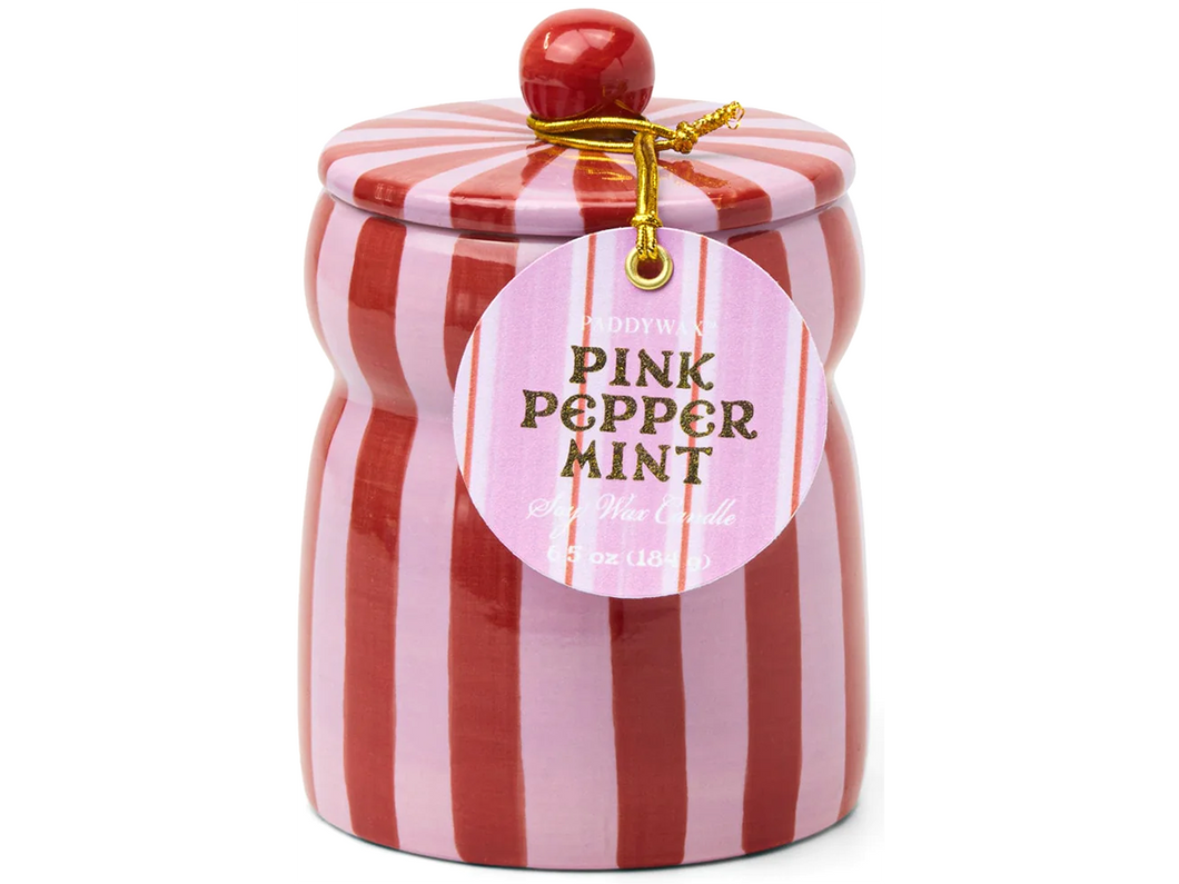 Pink Peppermint, Red and Pink Striped Candle