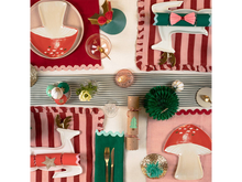 Red & Pink Stripe Ruffle Fabric Napkins, Set of 4