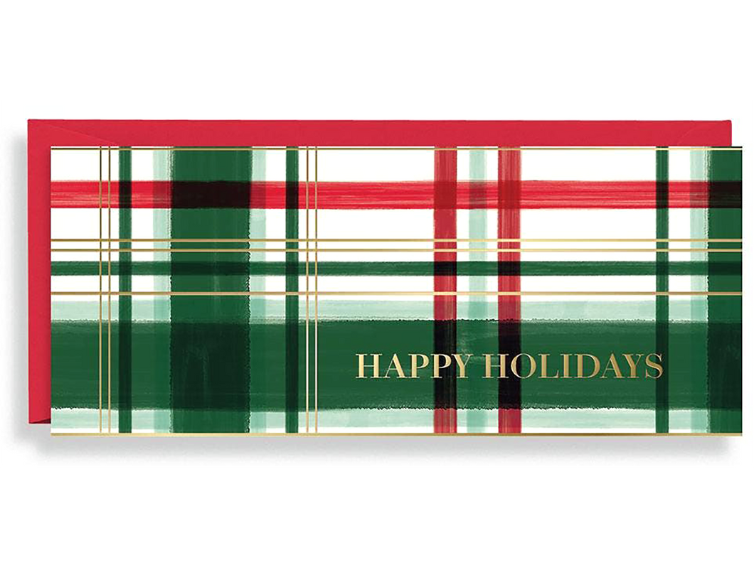 Plaid Happy Holidays Money Card