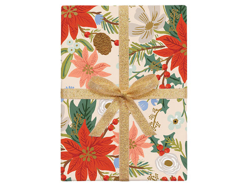 Poinsettia Gift Wrap, Set of 3 Sheets
